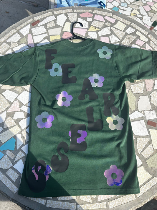 “FEARLESS” Holographic Flower Tee